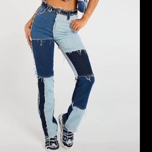 Jaded London Patchwork Denim Boyfriend Jeans